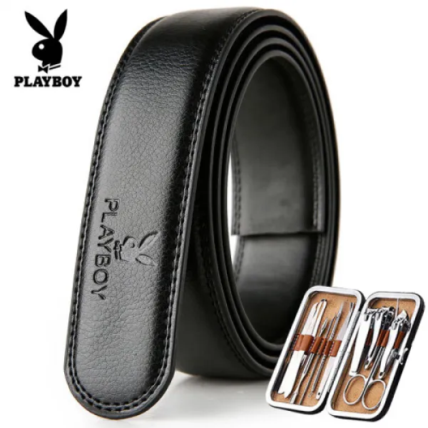 플레이보이(PLAYBOY) 무두띠띠 남자 소가죽 벨트 끄트머리 자동 버튼 벨트 벨트 벨트 비(5106)
