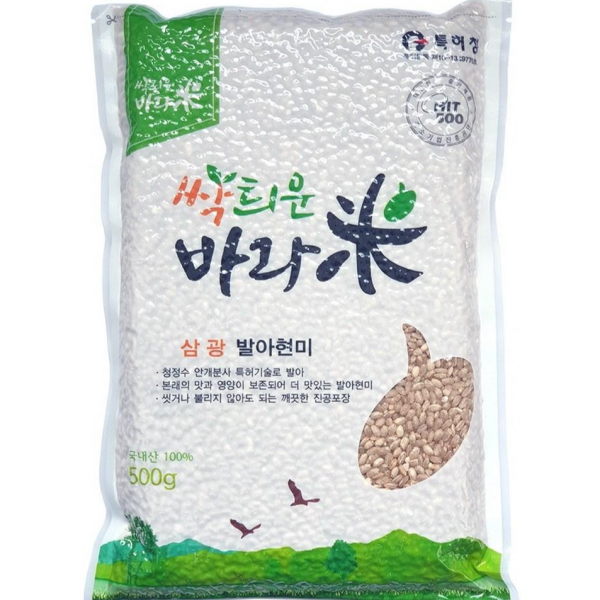 완전 부드럽고 고소한 밥맛 500g 싹틔운바라미 씻어나온 씻지않는 불리지않는 가바가 2배, 6개, 무농약)삼광발아현미