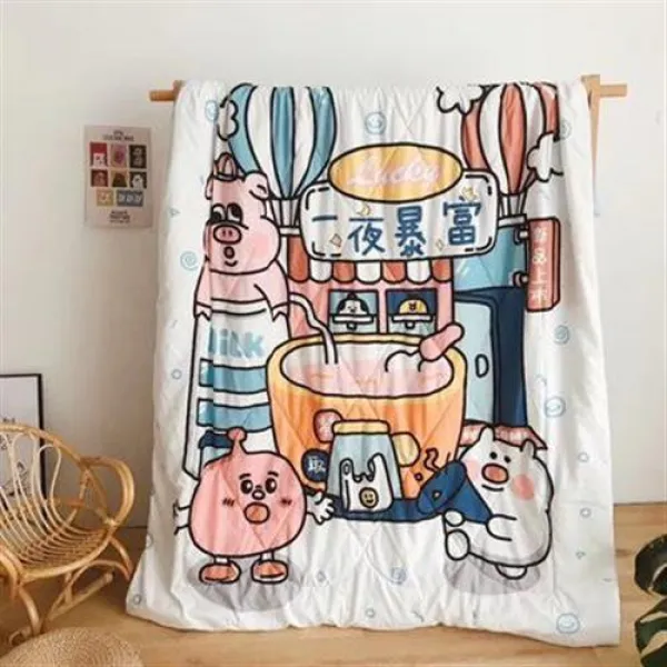 인스캐릭터 여름 이불솜 2인용 에어컨 봄가을 이불 세탁기 1인용 기숙사, 무사태평 쇼핑체험]