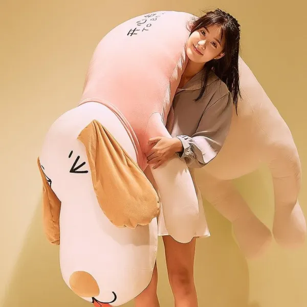 강아지 대형 봉제 인형 롱쿠션 바디 필로우 120cm 150cm, 장난 꾸러기 곁눈질 · 화이트- + 1.5mcm
