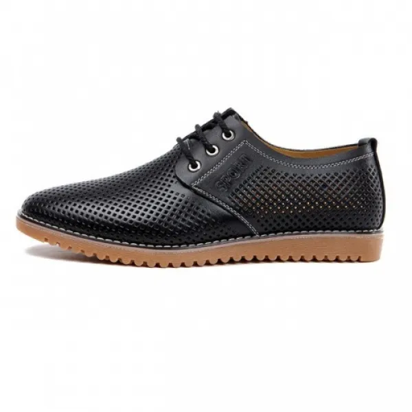 [해외]남성신발 Mingpinstyle Mens 가죽 Casual Shoes 여름 환기 공동화 가죽 Shoes 패션 숨 Lace-Up Mens Casual Sh