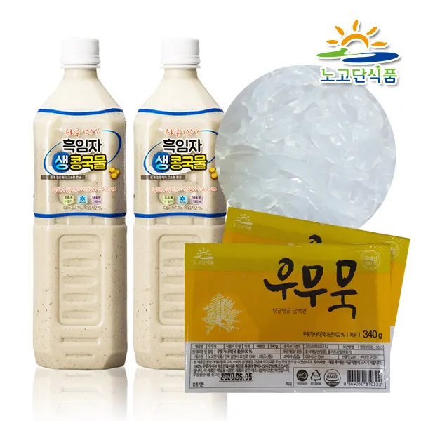 [노고단]국내산콩물 1L x 4병 ＋ 우무묵 340g x 4팩, 옵션없음, 옵션없음