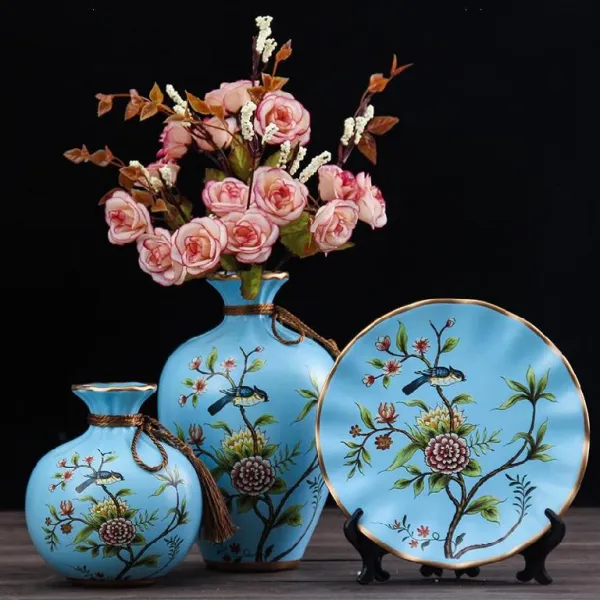 유니크원 인테리어 자게화병 북유럽식 현대 거실 꽃꽂이 말린꽃 실내 술장 엔틱한디자인 까치 봄맞이 세가지 커버 연변 로즈