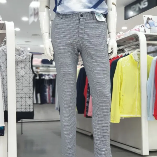 핑 남성 뒷주머니 레터링 체크 슬림핏 팬츠 11101PT303, 92