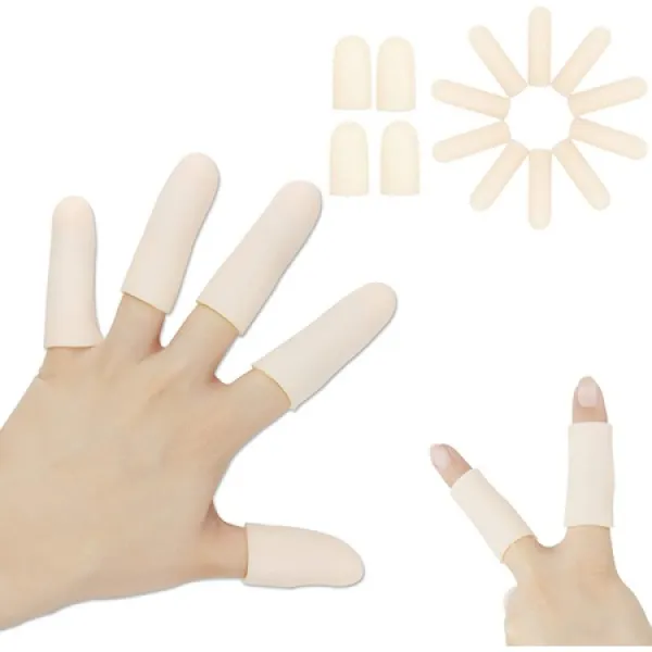 일본직발송 6. Pnrskter 젤 손가락 베드 프로텍터 서포트 손가락 장갑 손가락 소매트리거 손가락 손습진, 베이지 (4 개 짧다, 10 개 길다