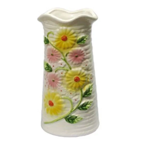 아이보리 도자기 들국화 화병 19.5cm 화분 꽃병 소품 /도자기화병 유리화병 인테리어화병 엔틱화병 대형화, 단일 색상
