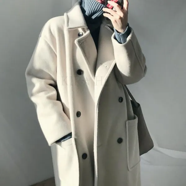 Kirahosi 스페셜 겨울 여성 하프 모직 코트 패션 점퍼 상의 여자 트렌치 정장 코트 외투 빅사이즈 153 Cm 11 Iv41idh