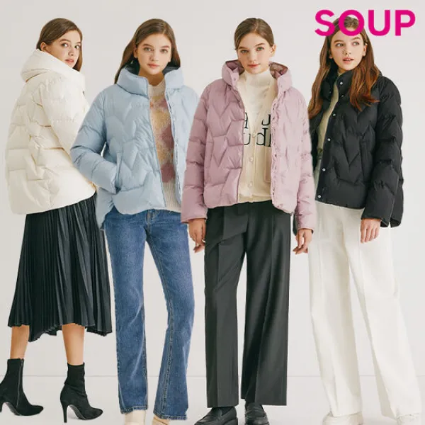 SOUP 숲 퀼팅 중경량 패딩 구스다운 1종