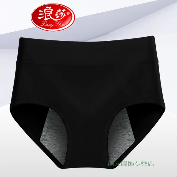 LangSha 파사 여자 팬티 생리 바지 이모 기간 누수 방지 위생 중 허리 큰 안전 여름 얇 은 삼각 머리 옆쪽 이 새 는 것 을 하 검은색 L
