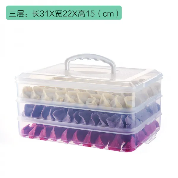 JUSEN 확대 냉동 만두 박스 다층 냉동 만두 혼돈 팔찌 냉동 가정용 쟁반 냉장고 신선도 유지 수납 박스 만두케이스얼리다, {