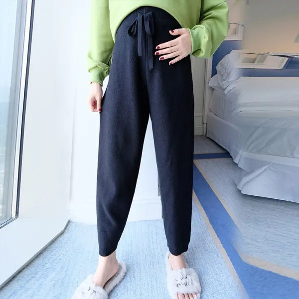 임산부 팬츠 춘추 아우터 엄마 가을바지 빅 사이즈 출근 니트타이드팬츠 추동 망적