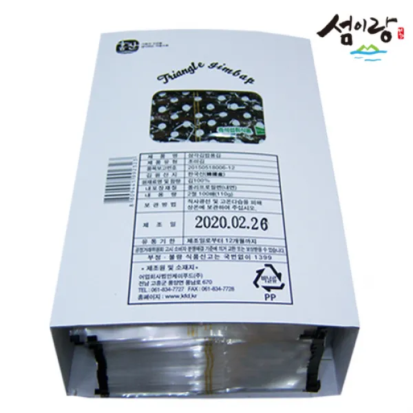 섬이랑 조미 삼각김밥김 100매 스티커 지퍼봉투, 100장, 360g