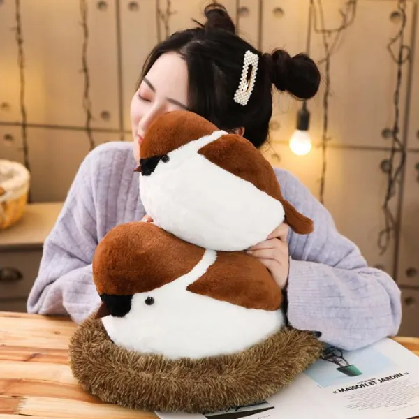 참새 인형 둥지 애착 인테리어 모찌 미니소 선물, 25cm, 참새