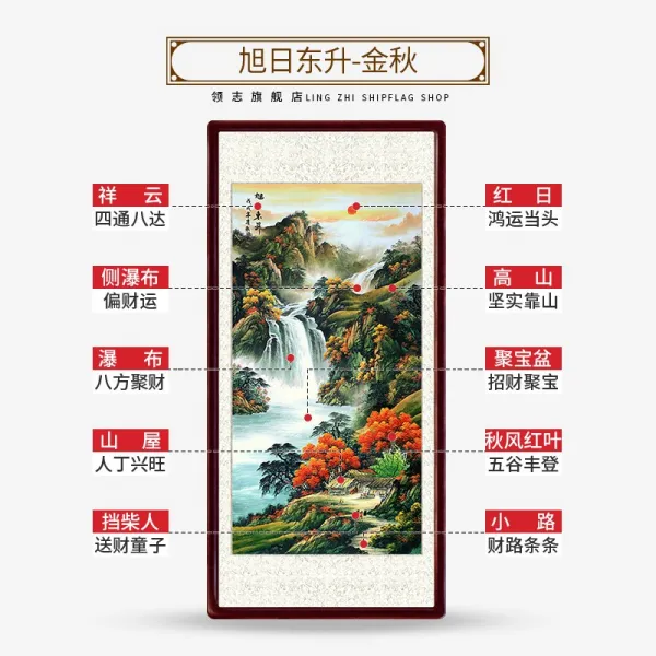 사무실 그림 아득히 멀고 오래다 거실인테리어 화수분 풍수 갤런 블루 마네키 산수화 1662020112 실용적 미니 사이즈 있음 테 136 밝은해가동쪽에서떠오르다 골드원목있음테_오가닉유리