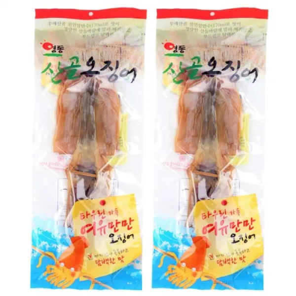 영동산골오징어 건다리오징어 140g이상 (2-3미) X 2봉, 1개