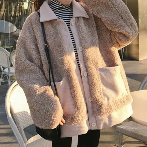 Kirahosi 퀄리티 여성 양벨벳 코트 여자 양털 뽀글이 하프코트 스타일 자켓 59 Mv 10 Iiovby9