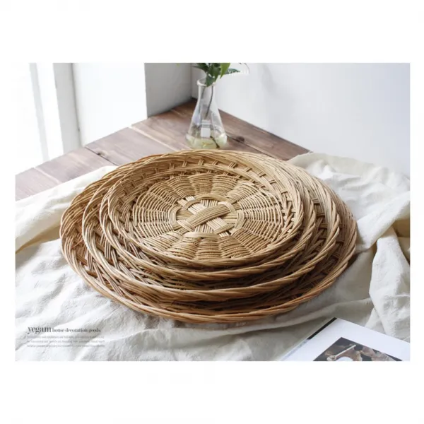 다용도활용 원형 소쿠리 싸리채반 1개(30cm) 내추럴