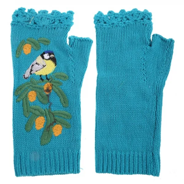 여성 성인 가을 니트 손가락없는 장갑 보헤미네스 인종 다색 새색 자수 반 손가락 무지