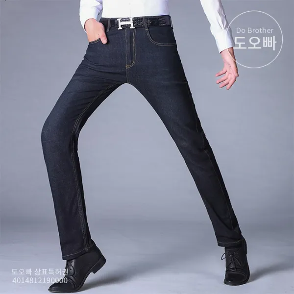 도오빠 남성 청바지 데님 일자핏 슬림 기본 안감 기모 벨벳 따뜻한 가을 겨울 남자청바지 남자바지