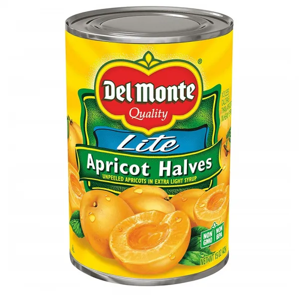 Del Monte Canned Apricot Halves in Extra Light Syrup 델몬트 반쪽 살구 15oz(425g)12팩, 1개