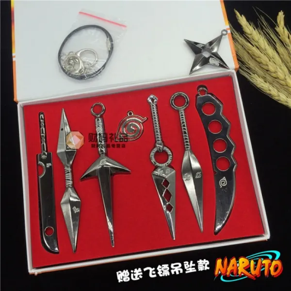 나루토 Cos 주변 수리검 표창 4 세대 목록 애니메이션 모형 아 이 템 세트 생일 7 종 세트 블랙 다트 펜던트 선물 현물 당일 발송 + 작은 선물