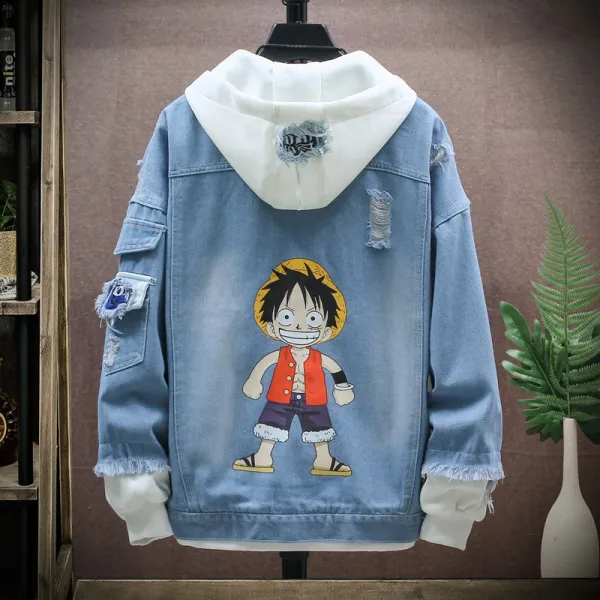 Feb.03 142번 봄 데님 코트 남 기모 도톰한 한국판 트렌드 겨울 남성 점퍼 봄가을 루즈핏 후드 상의z