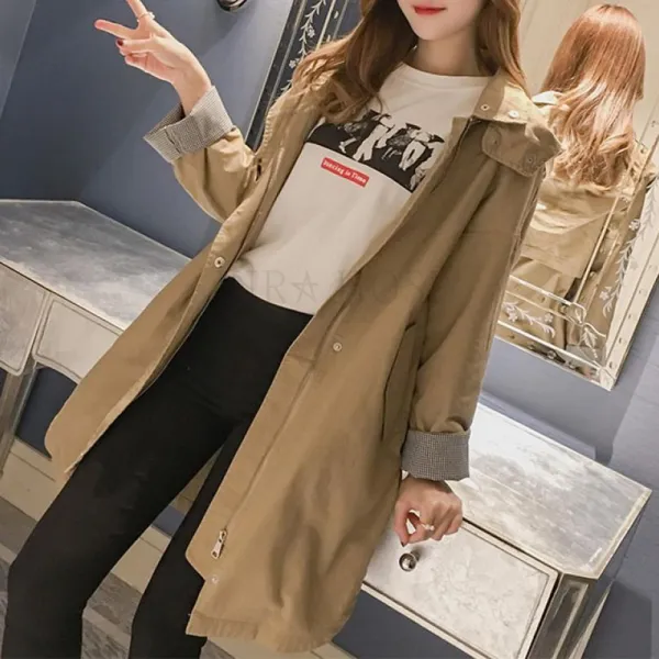 kirahosi 여자 학생 간절기코트 루즈핏 자켓 후드바람막이 393호+ 덧신 증정 AGgz655o