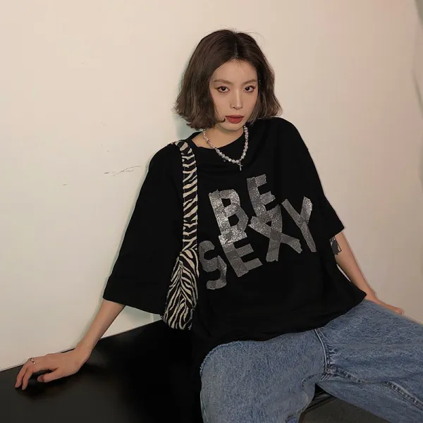 시끄럽다 하우스 여성 여름 와이드 루즈핏 디자인 감각 보이핏 볼륨 플라워 프린트 반팔 트렌드