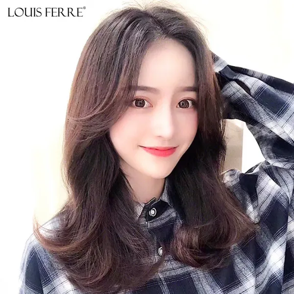 루이 여성 장발 내추럴 전 넥 워머 식팔 자 앞머리 생머리 롤 웨이브 건네주다 바늘 상투적인수법, 1, 눈썹을 아름답게 함 블랙 겹 바느질공