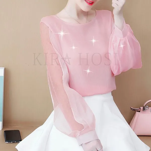 Kirahosi 겨울 여성 블라우스 가을 여자 쉬폰 블라우스 우아한 예쁜 오피스룩 336 Mv11 Bisumax