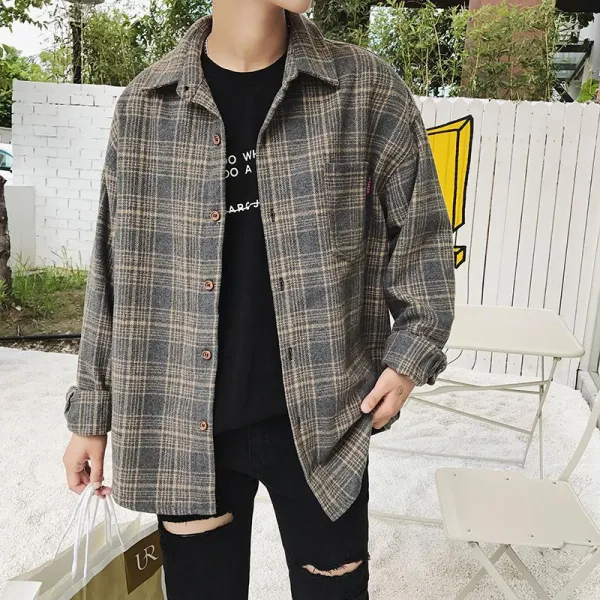 빅피플 긴팔 이너 체크 Sa2735 남자 빅사이즈 셔츠 코트