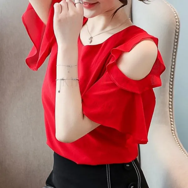 kirahosi 해랑 6 여성 여름 반팔 쉬폰 빅사이즈 블라우스 데일리룩 해외여행 405 BLle6fa