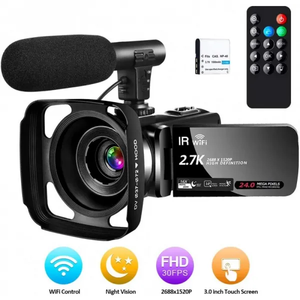 마이크와 파레 솔리와 비전 야행성 IR 블로그의 Camescope와 Camescope 2.7K HD 캠©Scope30 FPS 24MP 와, 단일상품
