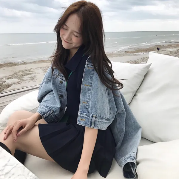 좋은공간 워싱 여성 숏 클래식 캐주얼 톱 트렌드 겨울 가을 와일드자켓