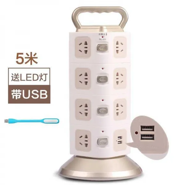 전원 밴드스위치 가정용 다공 멀티탭 다항 접선판 널판자 좌석을 꺾다 어탭터, 있음 usb 10 전타 사층 （5메터