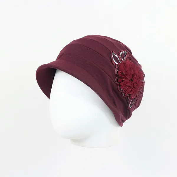 플라워 숏챙 중년 캡모자 챙모자 사계절 중년여성모자