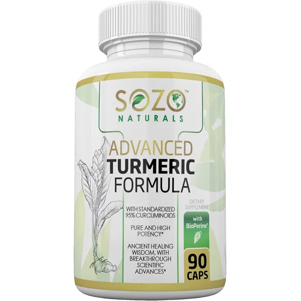 SOZO Naturals Advanced Turmeric Formula 1500mg per Serving in Veggie Capsules, 상세내용 참조, 1개
