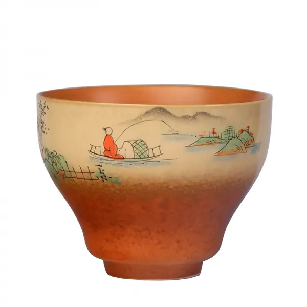 바이오버씨 주인컵 페인팅 핸드메이드 태우다 도제이다 큰사이즈 라지 도자기찻잔 마스터스컵 차를 음미하는 개인 궁푸차 구 태우다 버킷 컵 （타입 양식 2 ）