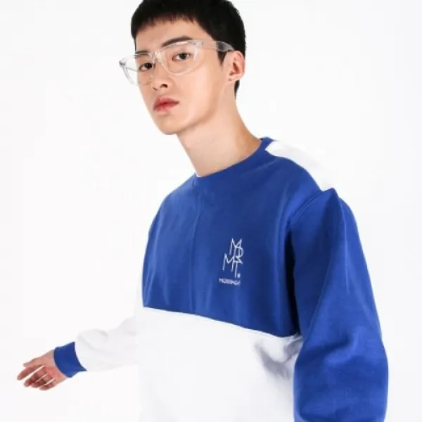 [텐바이텐] (UNISEX)Color fleece-lined Sweatshirt (BLUE&WHITE)