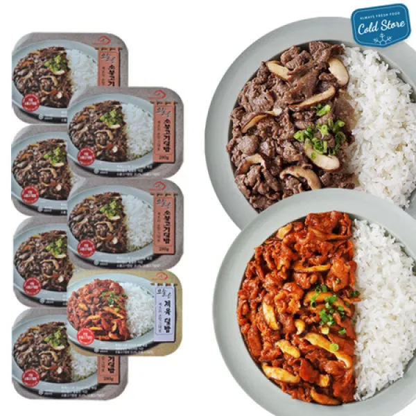  멸치쇼핑 콜드스토어 고기홀릭 일주일 덮밥모듬 소불6+제육1 덮밥7종세트 상세페이지 참조