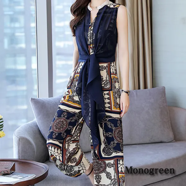 모노그린 보니타 쉬폰 멀티 민소매 점프 수트 Smr5607