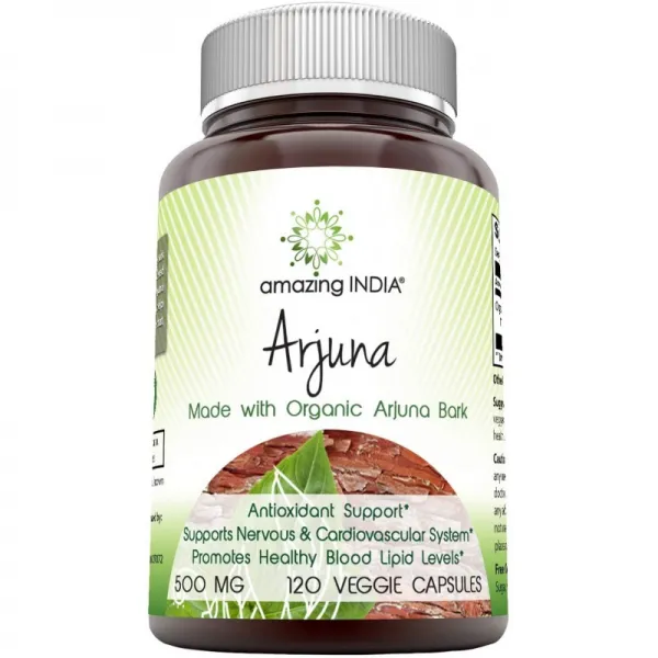Amazing India Arjuna (유기농 Arjuna로 만든) 500 Mg 120 베지 캡슐 (비 GMO) * 항산화 제 지원 * 심혈, 1