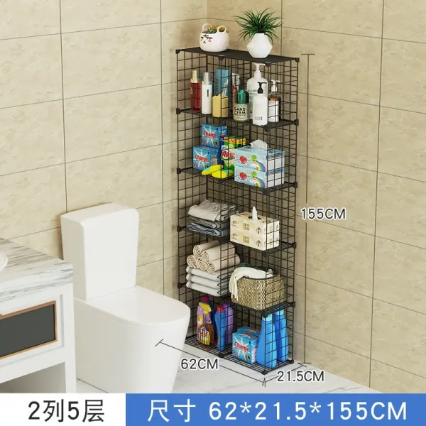 봉형코너선반 화장실 스텐코너5단 신기 틈새 캐비닛 약점 세면대 정리대 진열장 4862512419, 블랙 2열 5단
