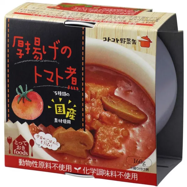 トーヨーフーズ コトコト野菜缶 厚揚げのトマト煮 160g×24個 토요 식품 헌데 야채 캔 두부 튀김 토마토 조림 160g × 24 개, 1