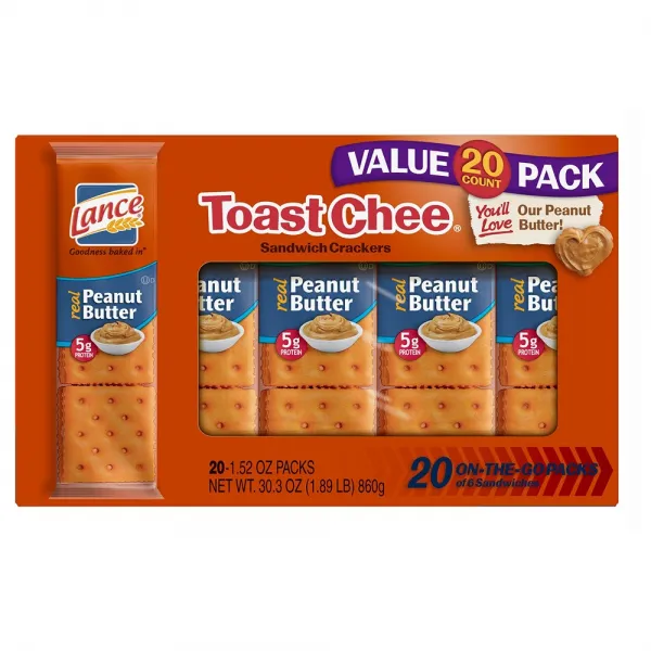 Lance 랜스 피넛 버터 샌드위채 크래커 20개입 2통 Peanut Butter Sandwich Crackers, 1개