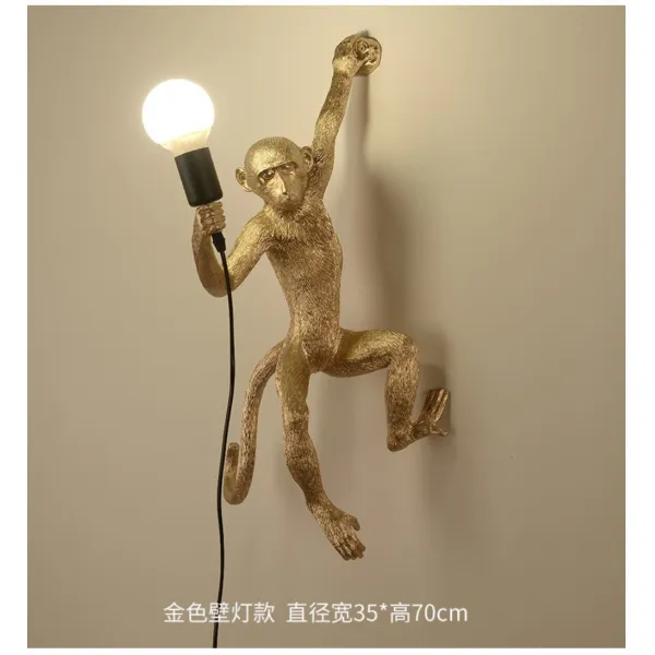 북유럽풍 원숭이 무드등 조명 전구 셀프 홈인테리어 카페소품 감성 분위기, 골드 벽등식