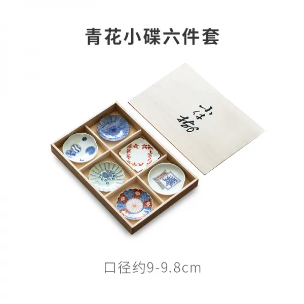 스탠바이뉴 냄비 아가씨 와 요리사 선생님 수입 있다 논밭 태우기 청 꽃 작은 사발 6종 선물 룩 접시, 청 꽃 소접시디 6종  선물 룩
