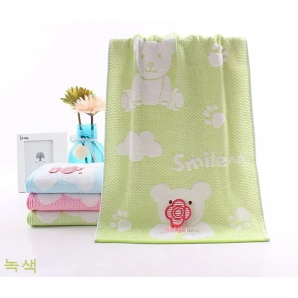 젤리아8847 순면타올 캐릭터 곰사포 부드러운 물흡수 시니어 남녀커플 가정용 세면타월, 붉은색, 74*34