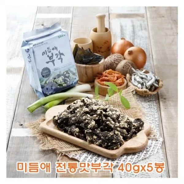 130 Yamu / 미듬애 전통맛부각 40g5봉 오징어젓 깻잎장아찌 마른반찬 혼합반찬/반찬세트 단일 수량