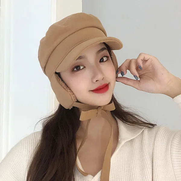 군밤이 여성 겨울 귀달이 모자 팔각모